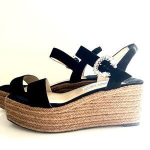 Jimmy Choo Black Wedge Sandals